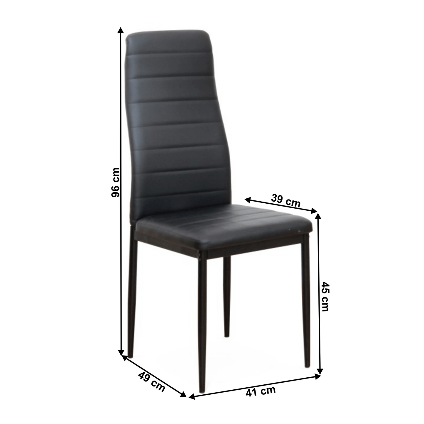 Scaun, piele eco neagră/metal negru, COLETA NOVA