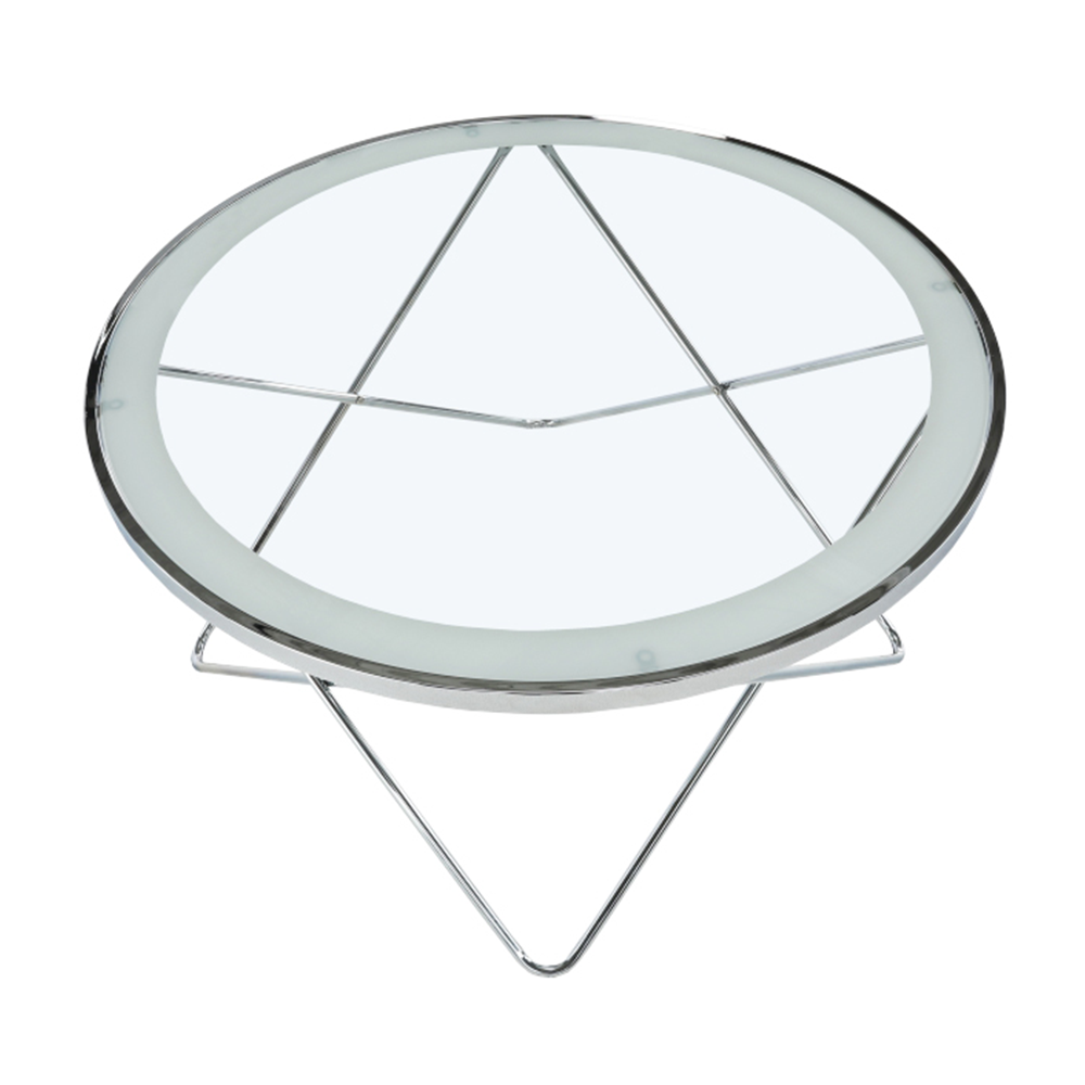 Măsuţă de cafea, crom/sticlă transparentă, LEONEL