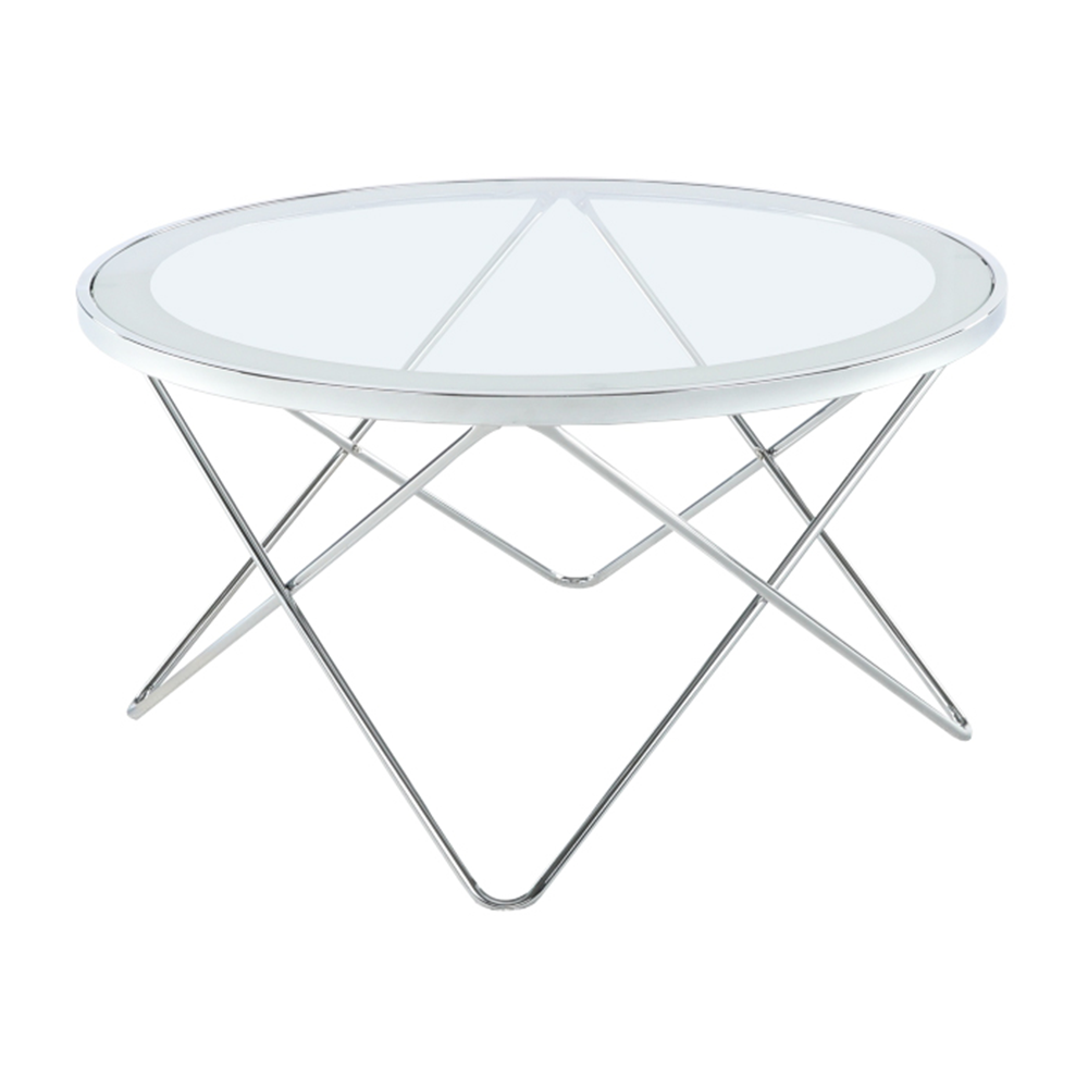 Măsuţă de cafea, crom/sticlă transparentă, LEONEL