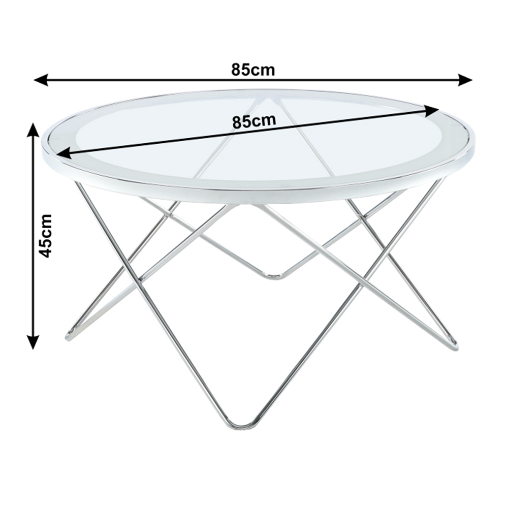 Măsuţă de cafea, crom/sticlă transparentă, LEONEL