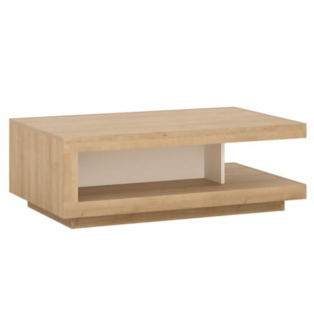 Măsuţă de cafea LYOT01, stejar riviera/alb cu luciu extra ridicat, LEONARDO