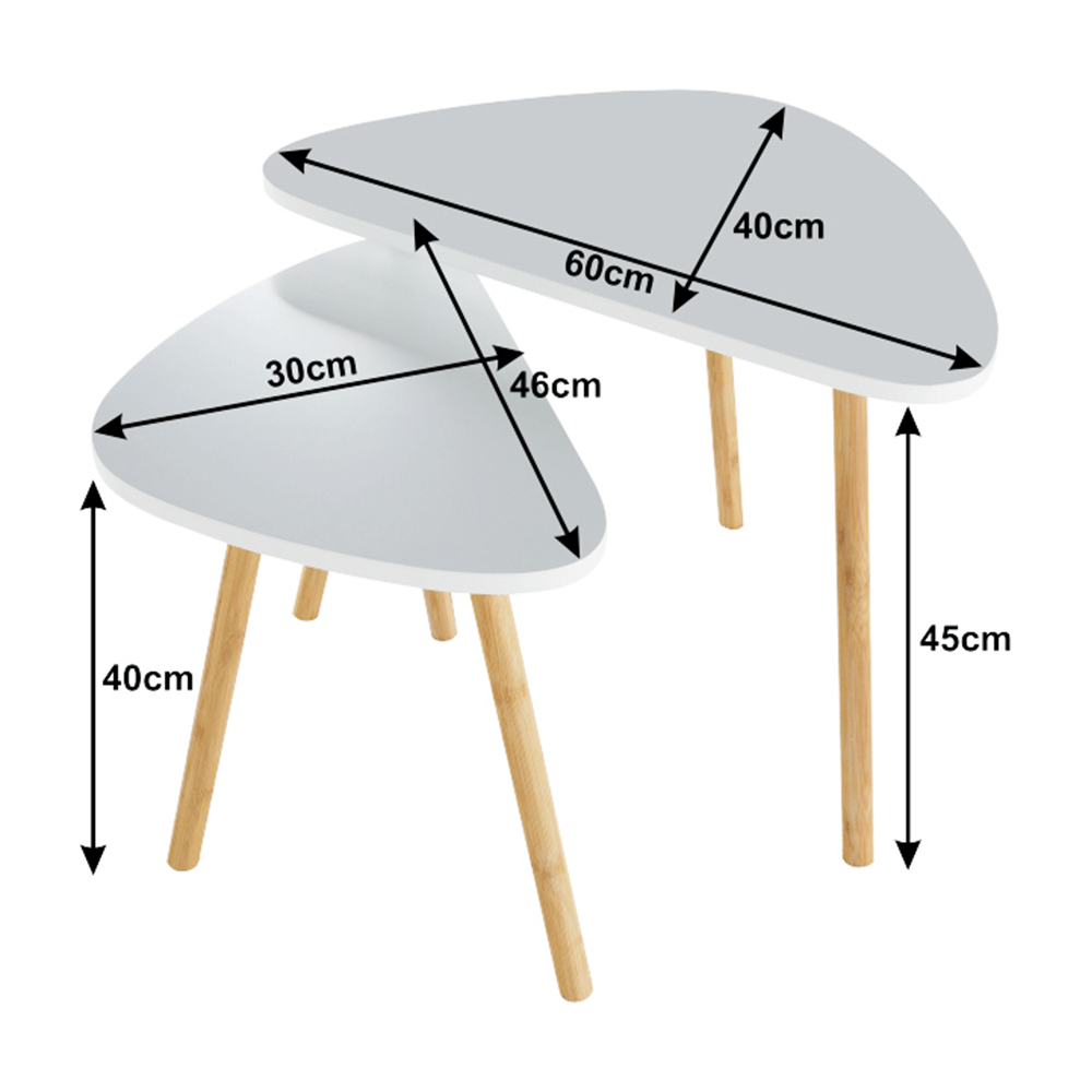 Set a două măsuţe de cafea, alb/natural, BISMAK