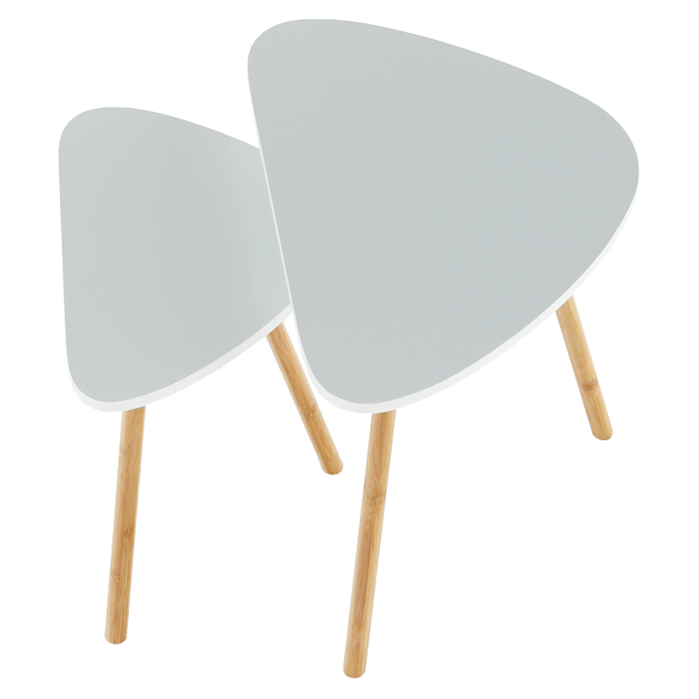 Set a două măsuţe de cafea, alb/natural, BISMAK