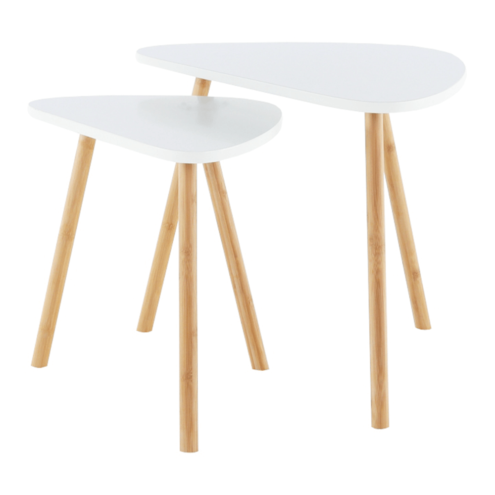 Set a două măsuţe de cafea, alb/natural, BISMAK