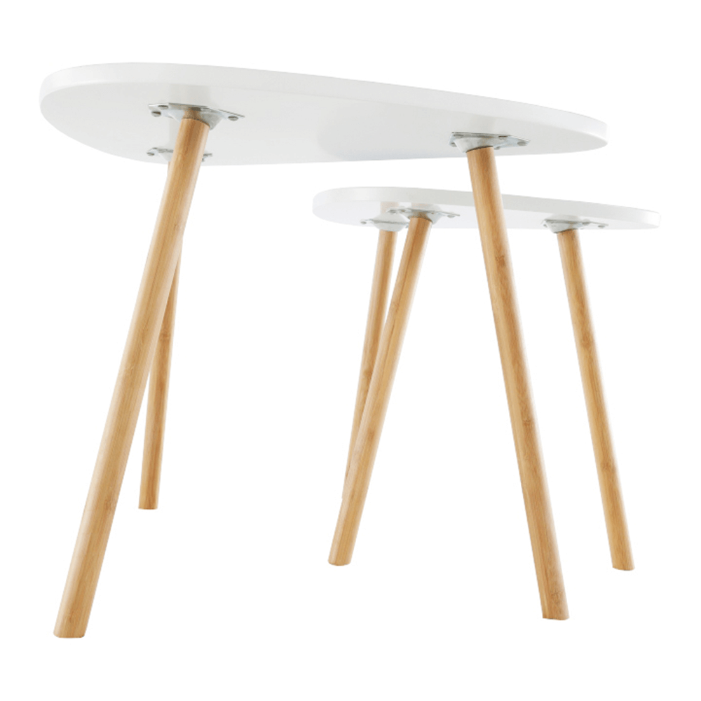 Set a două măsuţe de cafea, alb/natural, BISMAK