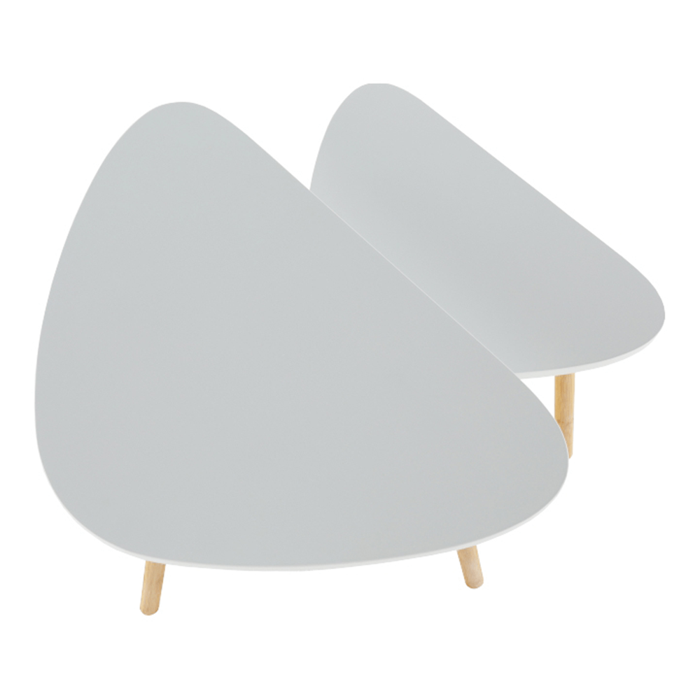 Set a două măsuţe de cafea, alb/natural, BISMAK