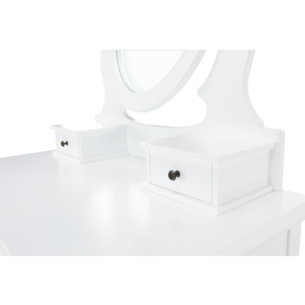 Măsuţă de toaletă cu taburet, alb/argintiu, LINET NEW