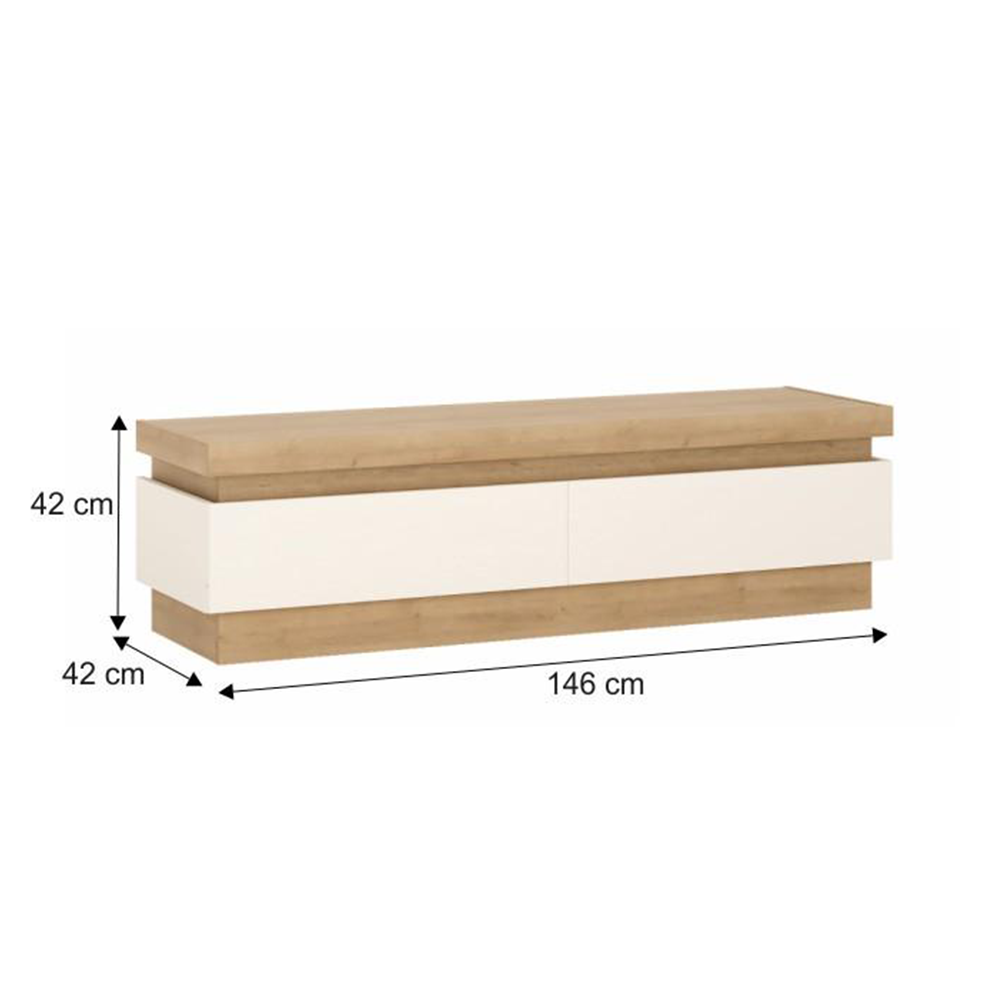 masă TV 01, stejar riviera/alb cu luciu extra ridicat, LEONARDO