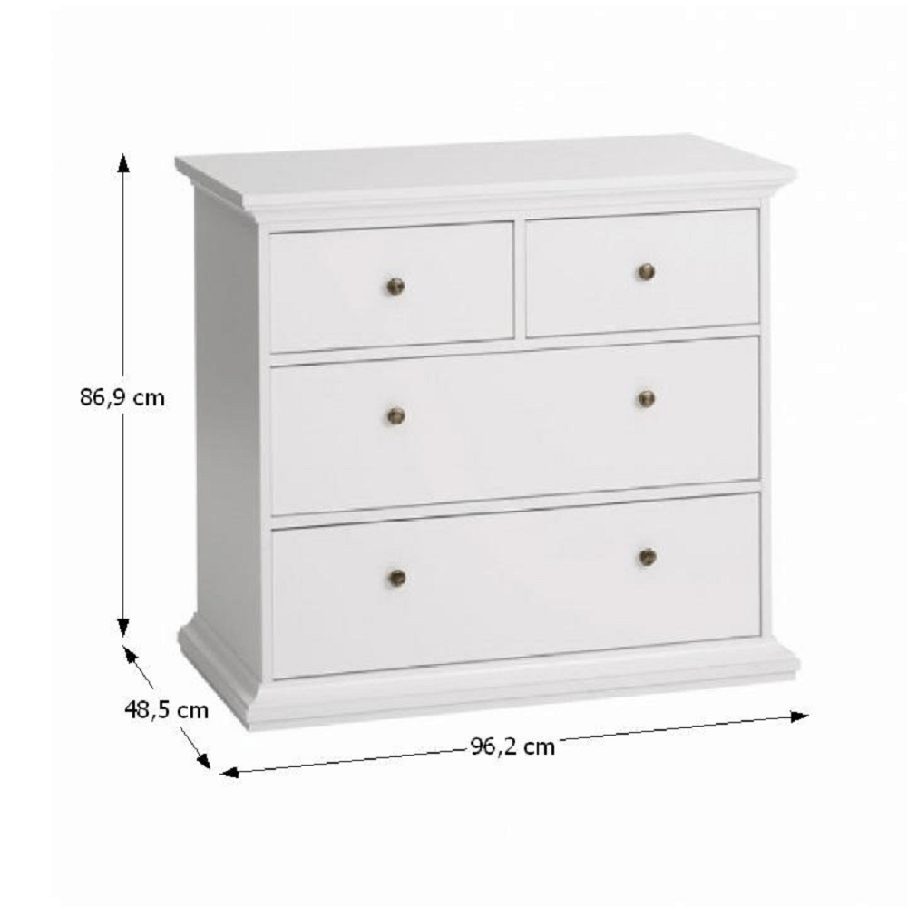 Comodă PAL înfoliat/MDF lăcuit, alb, PARIS 76716