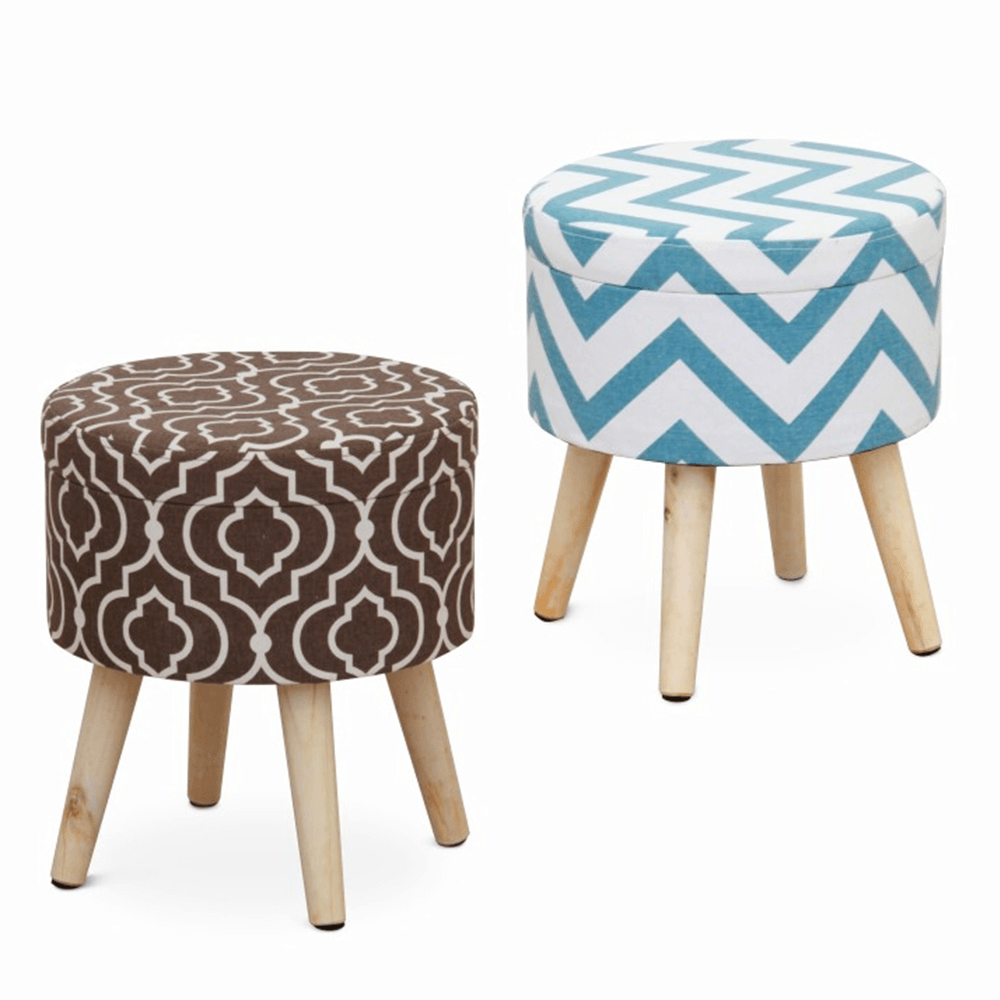 Taburet, maro/alb cu model, DARLA TYP 2