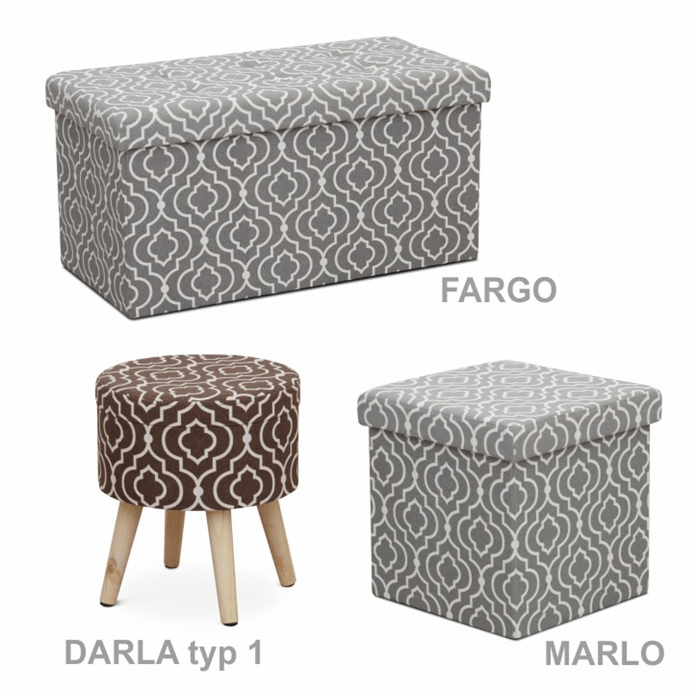 Taburet, maro/alb cu model, DARLA TYP 2