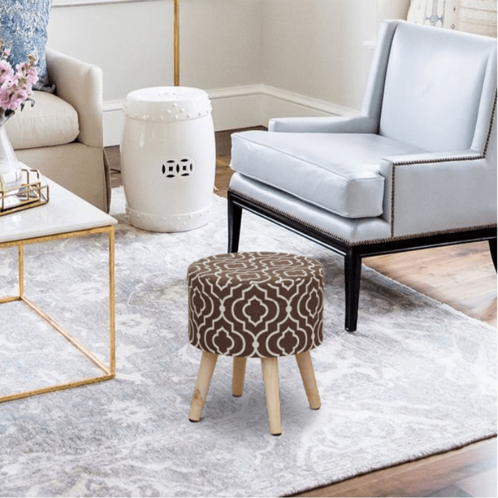 Taburet, maro/alb cu model, DARLA TYP 2