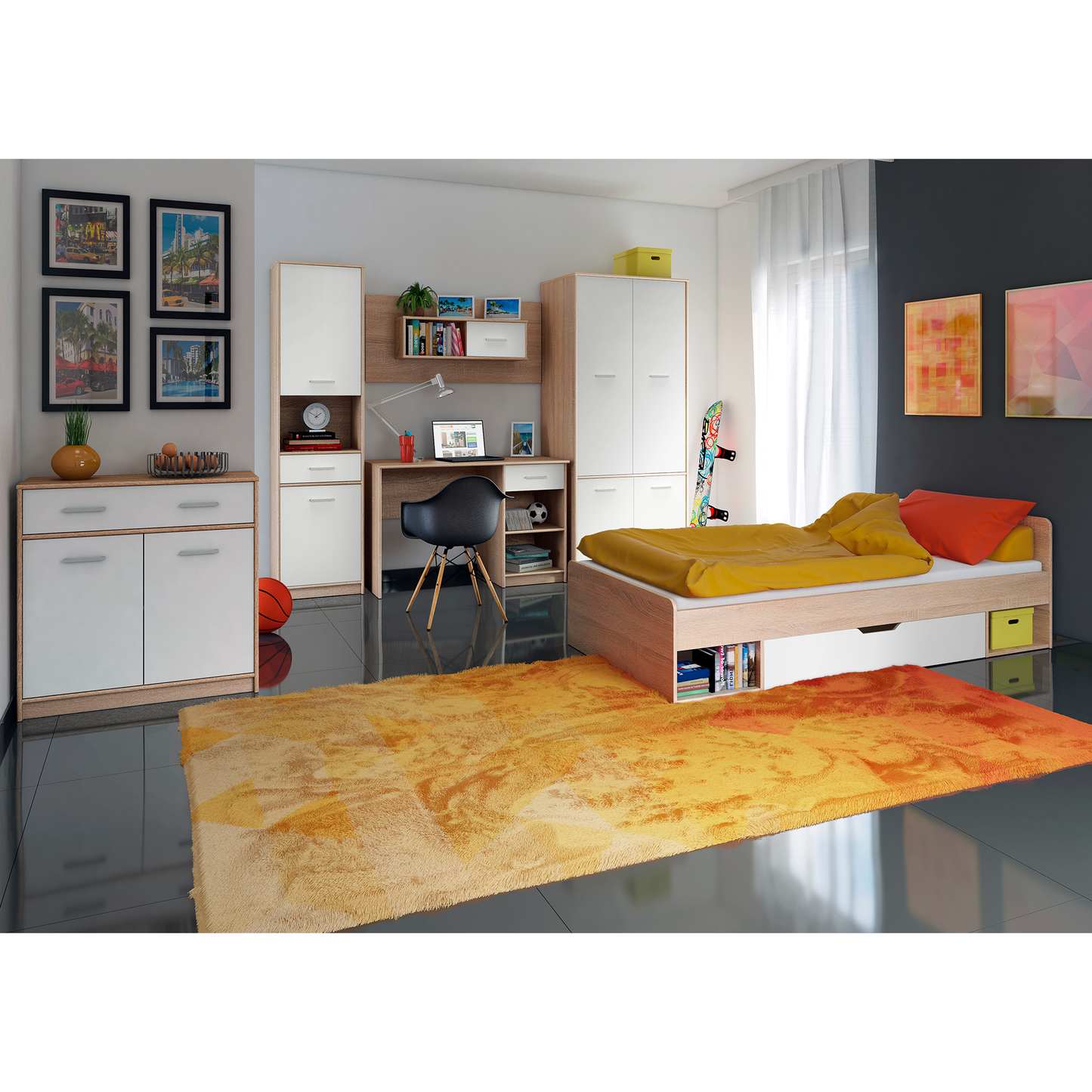 Pat 1S/90, alb/stejar sonoma, TEYO