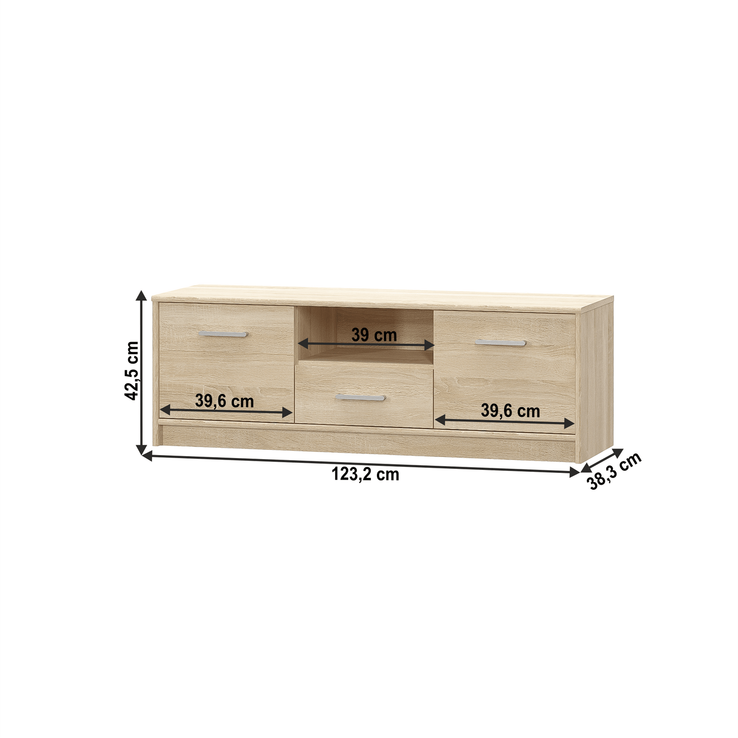Comodă RTV 2D1S, stejar sonoma, TEYO