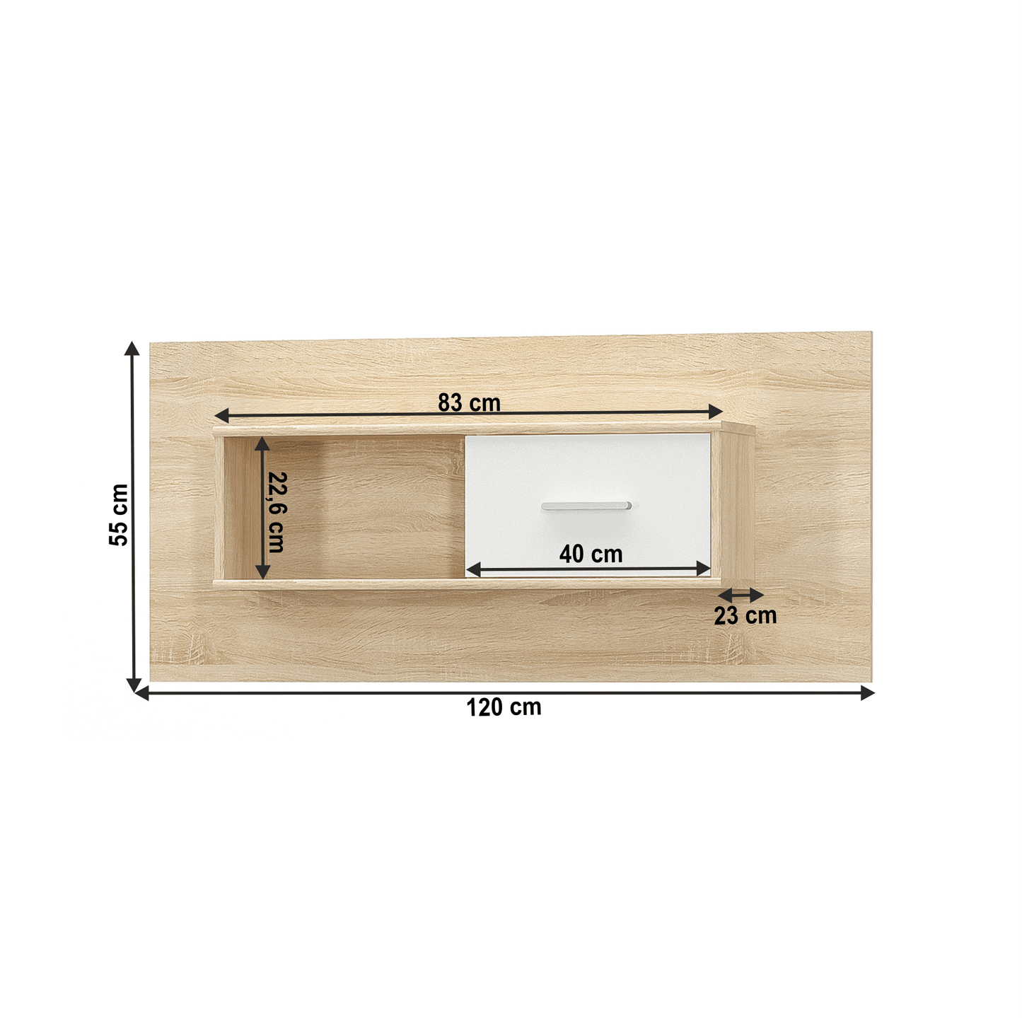Dulap suspendat 1D, alb/stejar sonoma, TEYO