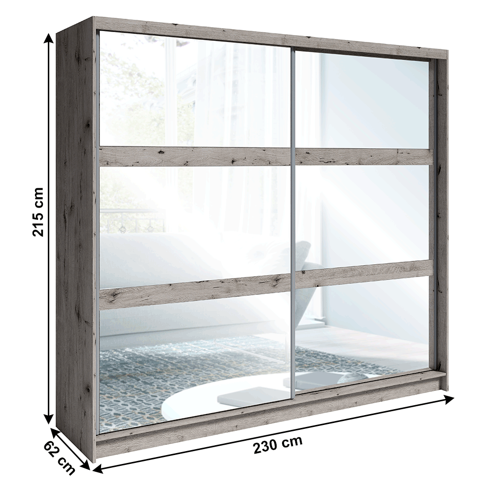 Set dormitor (dulap/ pat/ 2 noptiere), stejar Wellington, TOGOS