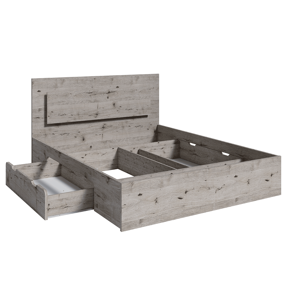 Set dormitor (dulap/ pat/ 2 noptiere), stejar Wellington, TOGOS