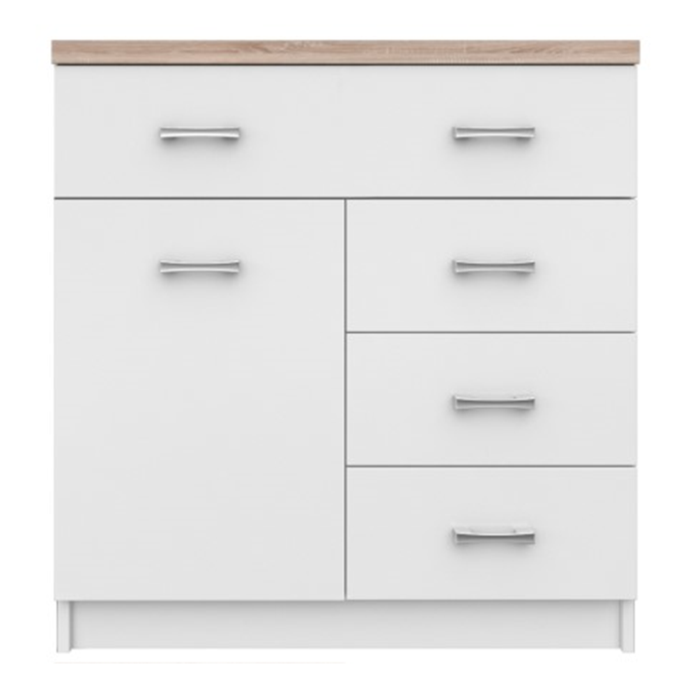 Comodă 1D4S, alb/stejar sonoma, TOPTY TYP 12