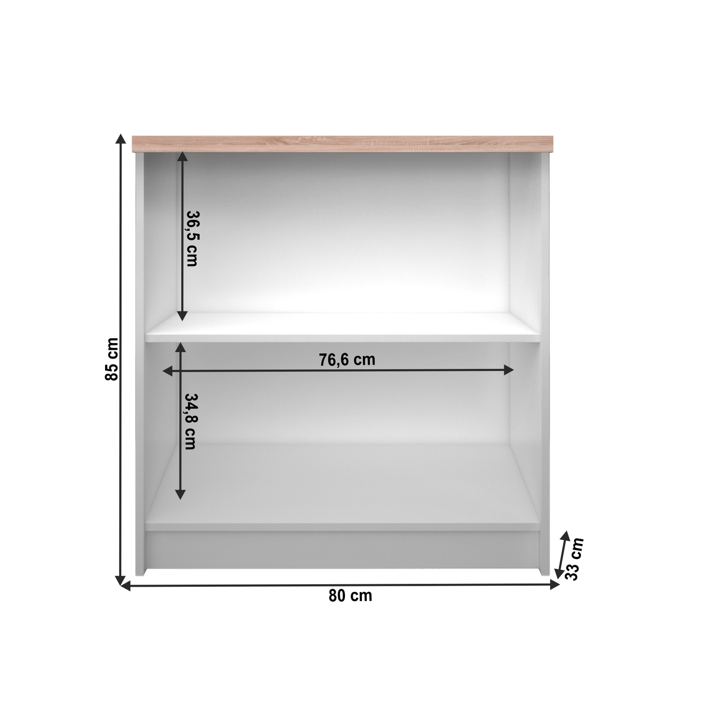 Etajeră joasă 80, alb/stejar sonoma, TOPTY TYP 16