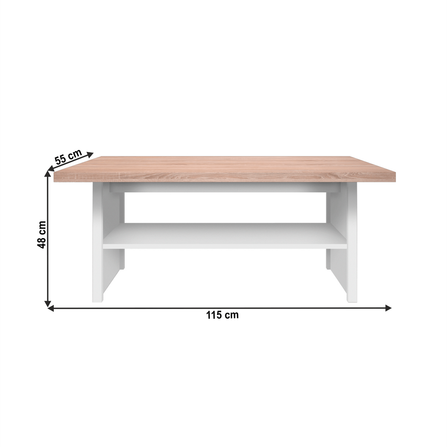 Măsuţă de cafea 115, PAL melaminat, alb/stejar sonoma, TOPTY TYP 18