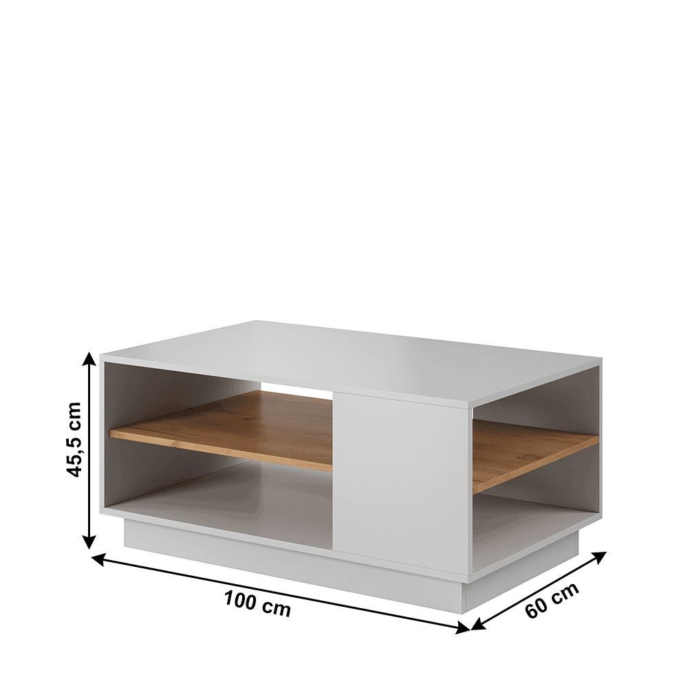 Măsuţă de cafea, alb/ stejar craft auriu, TRIO