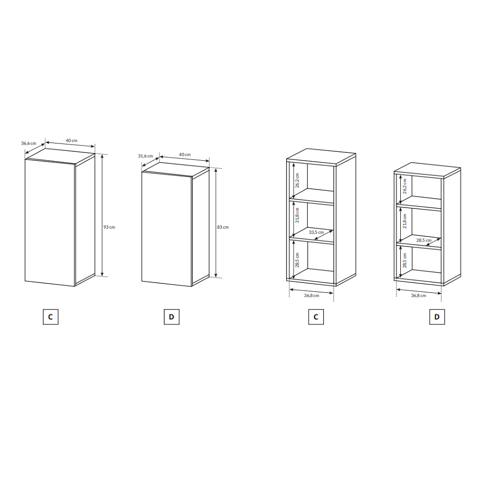 Perete camera de zi, stejar craft auriu / alb, TRIO