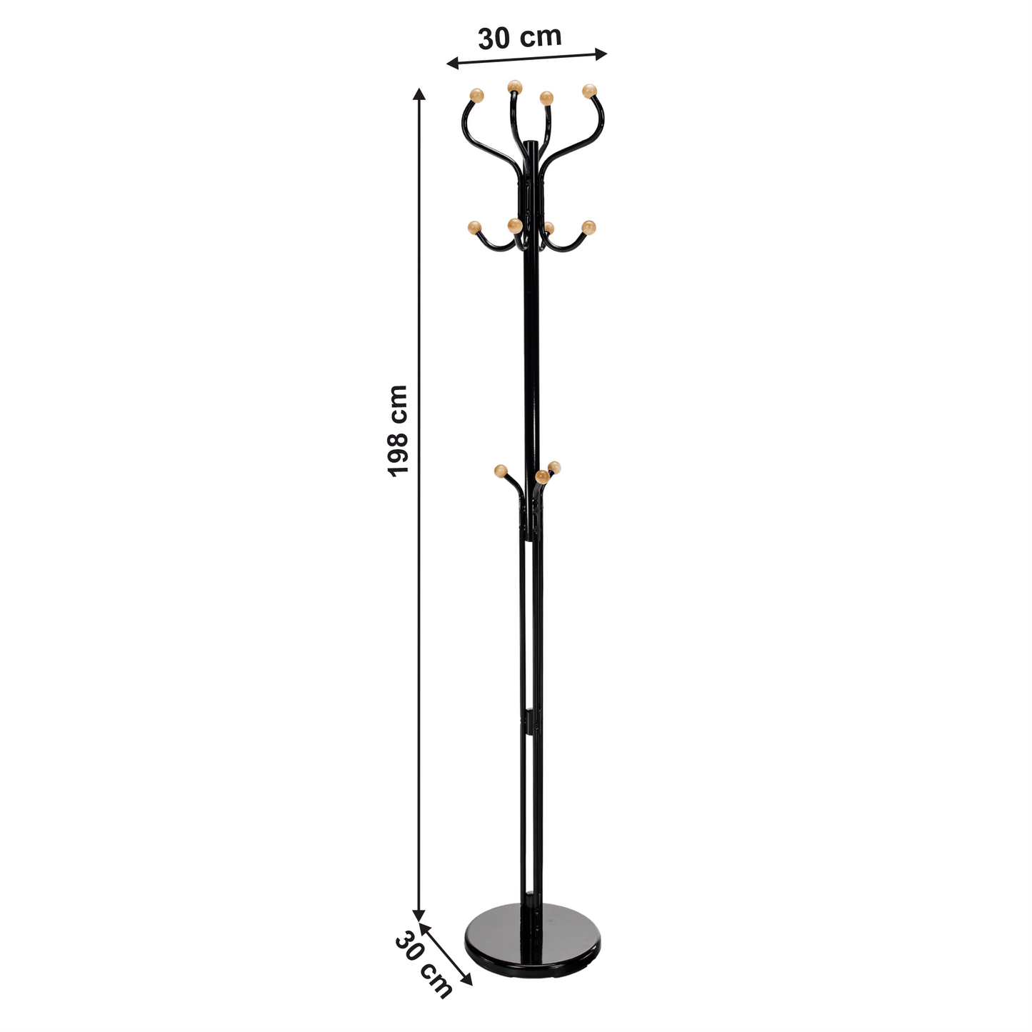 Cuier, strălucire neagră/lemn natural, VASIL