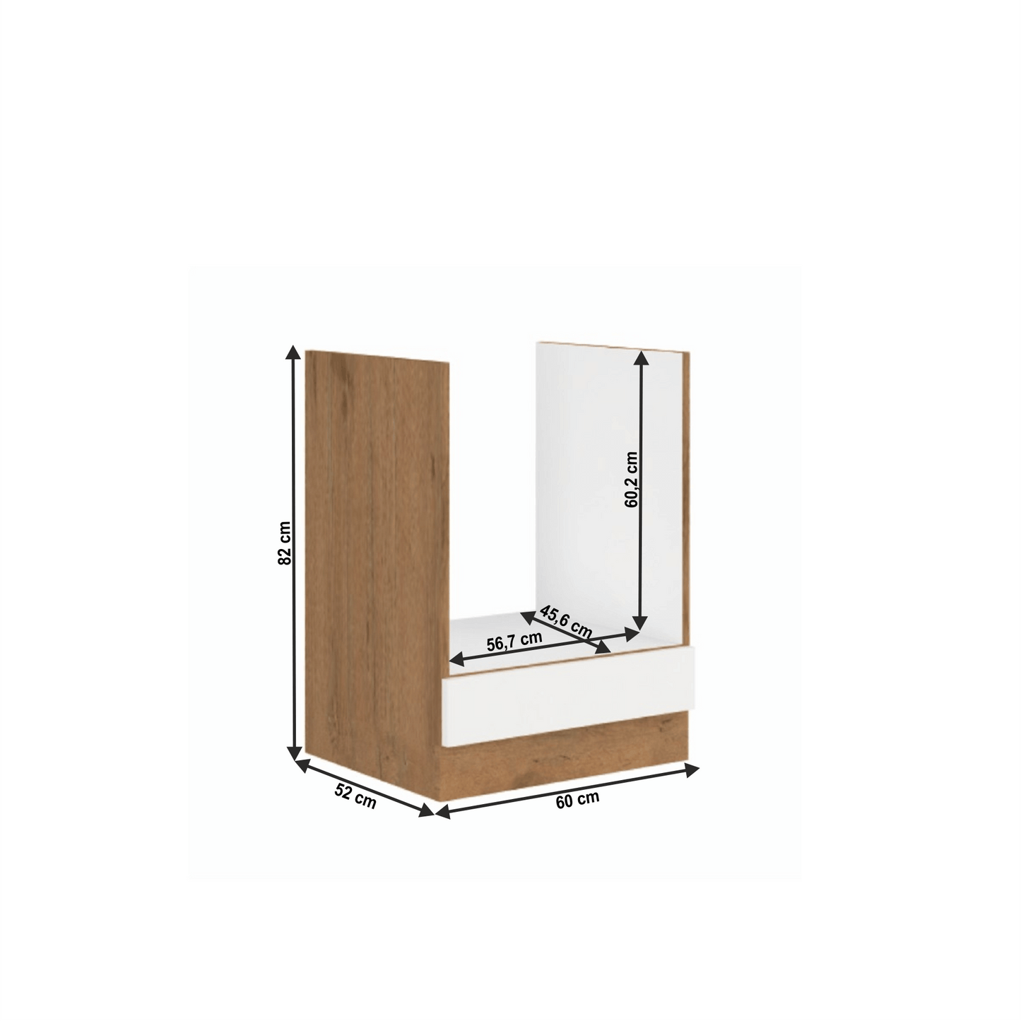 Cabinet inferior, alb extra lucios HG/stejar Lancelot, VEGA D60 GAZ BB