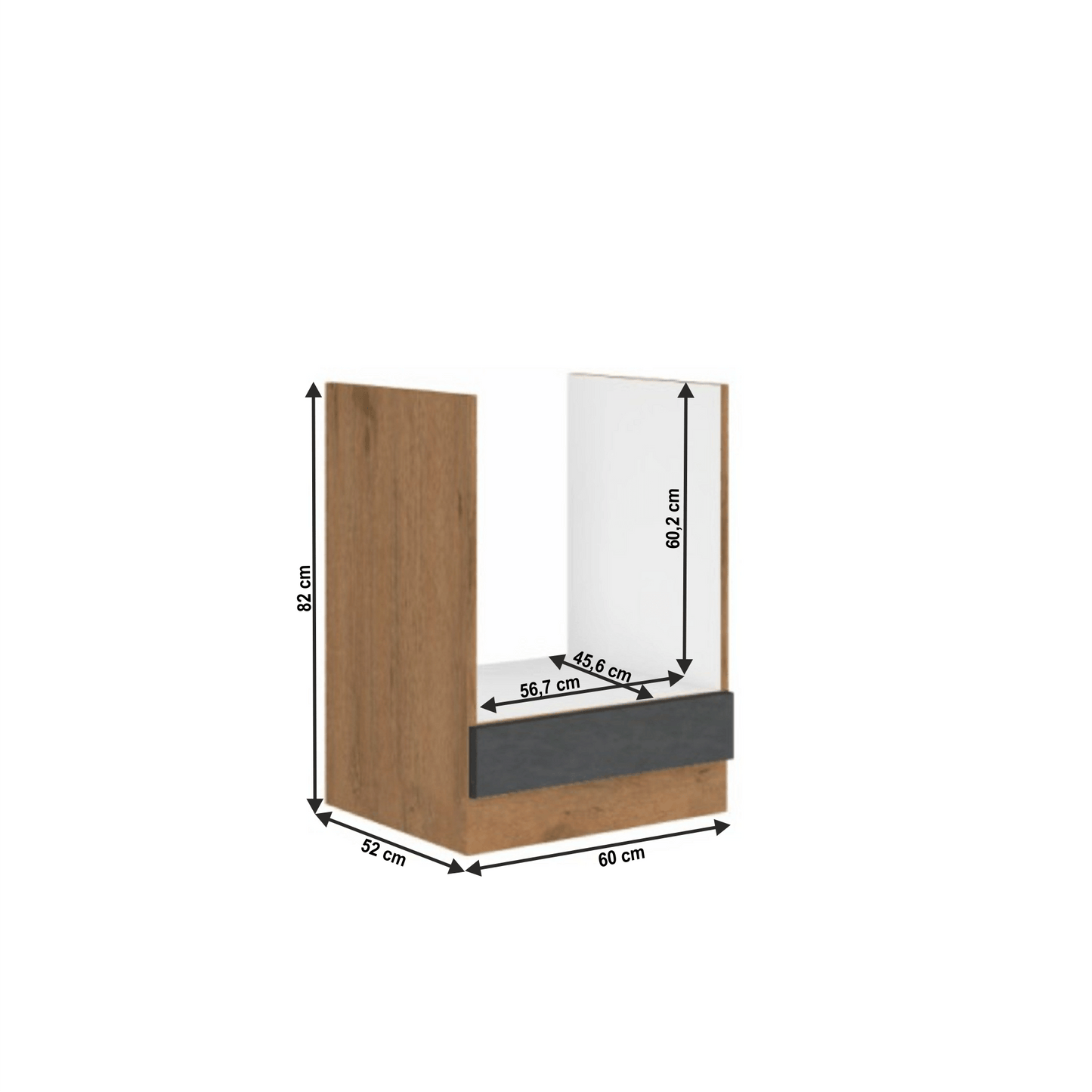 Dulap inferior, gri mat/stejar lancelot, VEGA 60 D GAZ BB