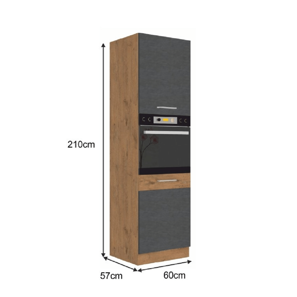 Dulap înalt, stejar lancelot/gri mat, VEGA 60 DP-210 2F