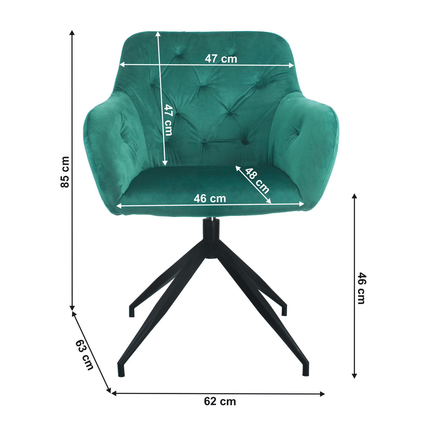 Scaun pivotant, ţesătură de catifea verde/negru, VELEZA NEW