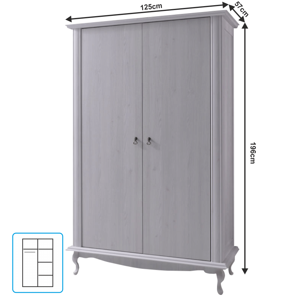 Dulap cu spaţiu pt. umeraşe DA1, pin alb, VILAR