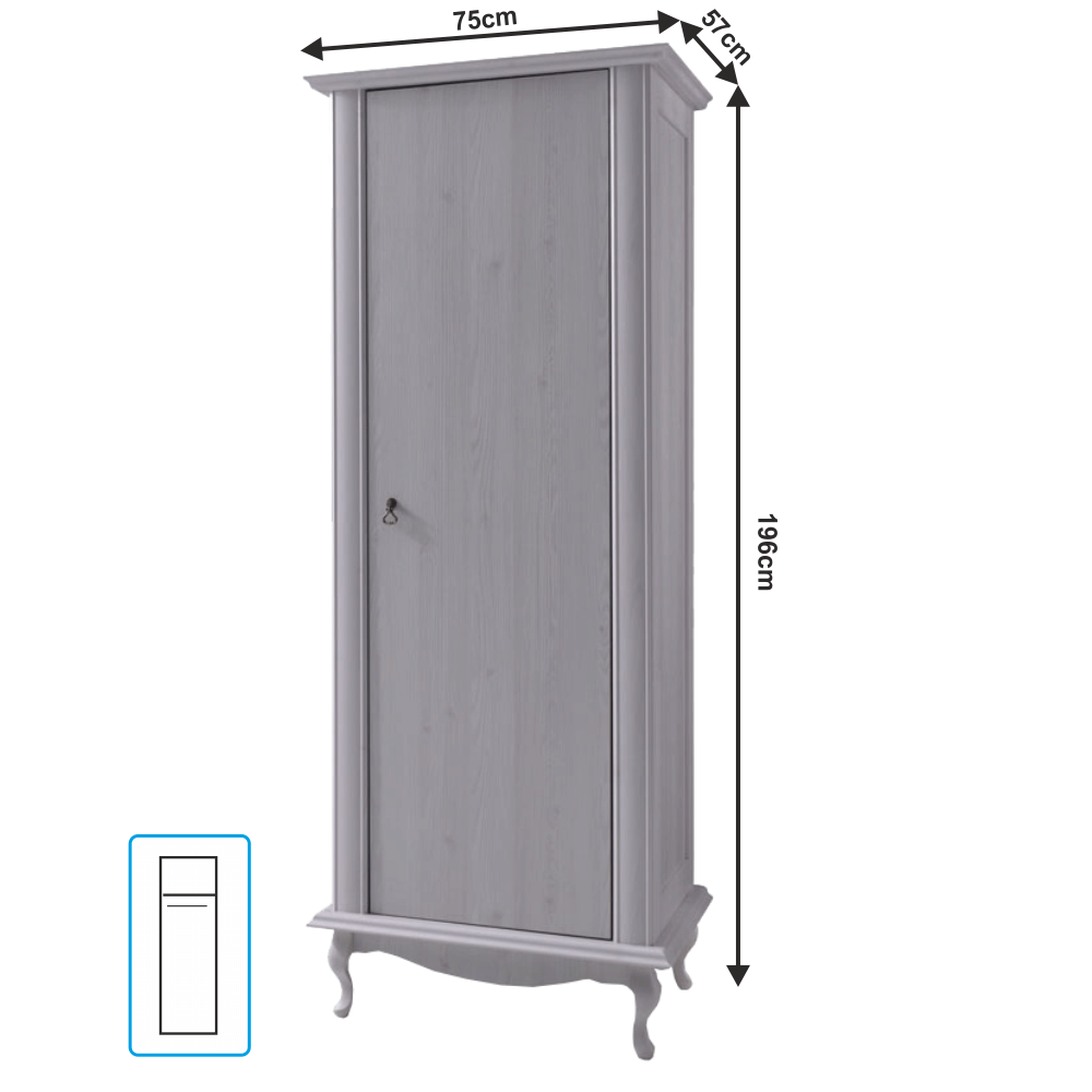 Dulap cu spaţiu pt. umeraşe DA3, pin alb, VILAR