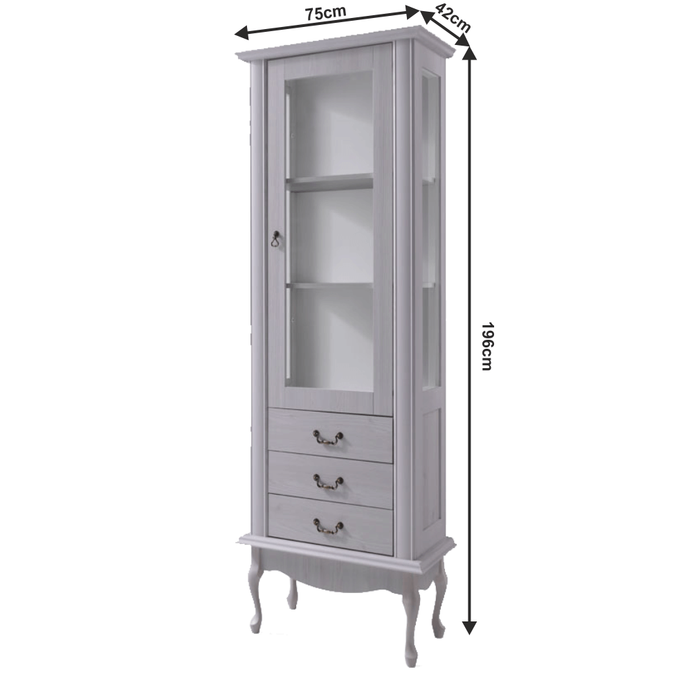 Vitrină DA4, pin alb, VILAR