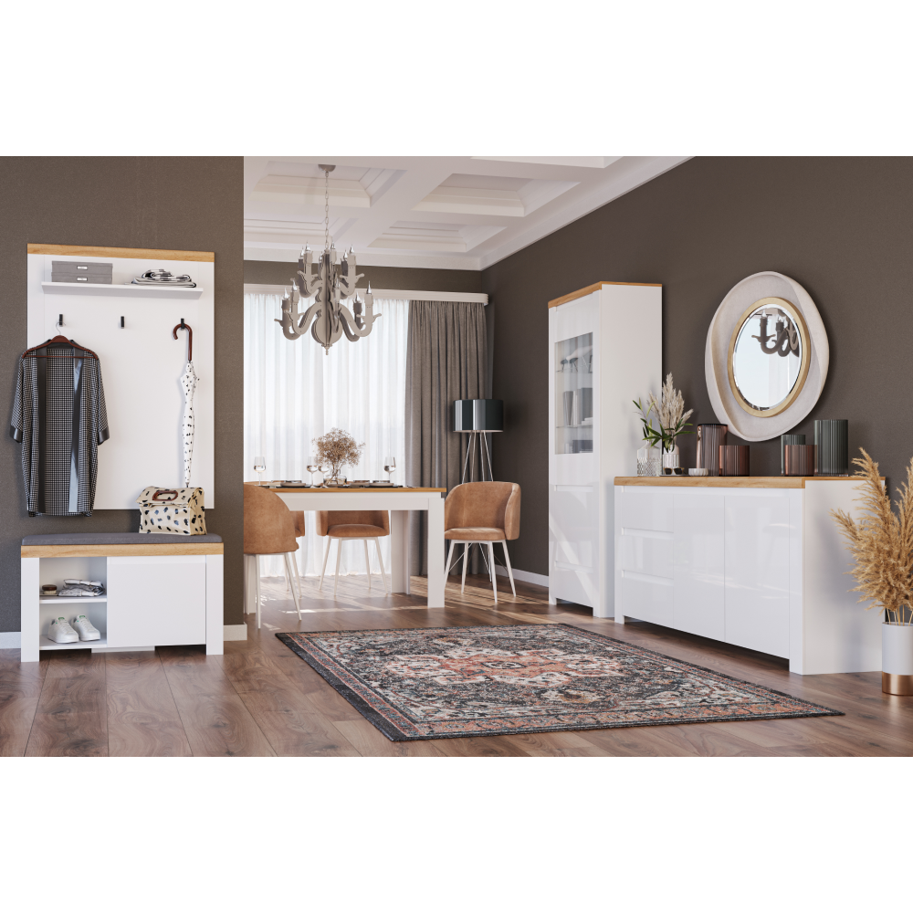 Suport pentru pantofi 1D, alb / stejar Wotan, VILGO