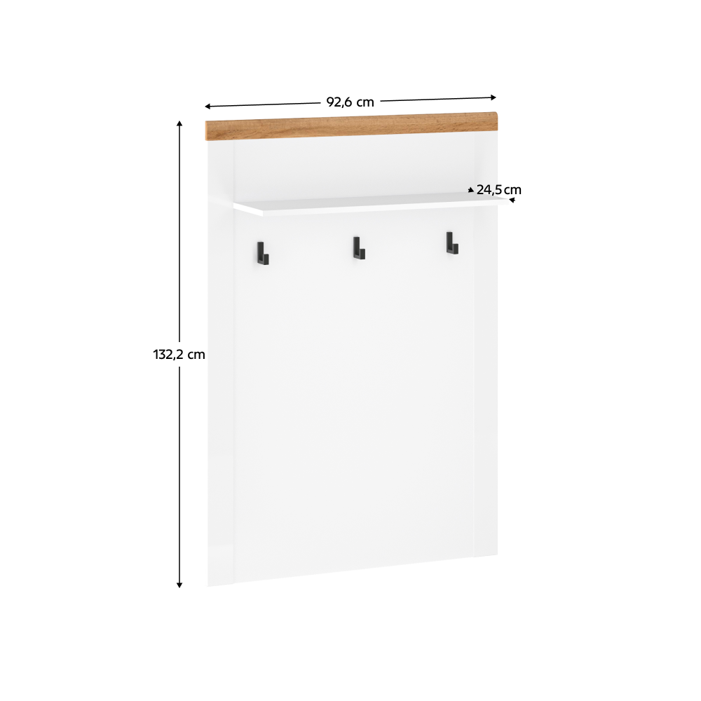 Cuier de perete 90, alb / stejar Wotan, VILGO