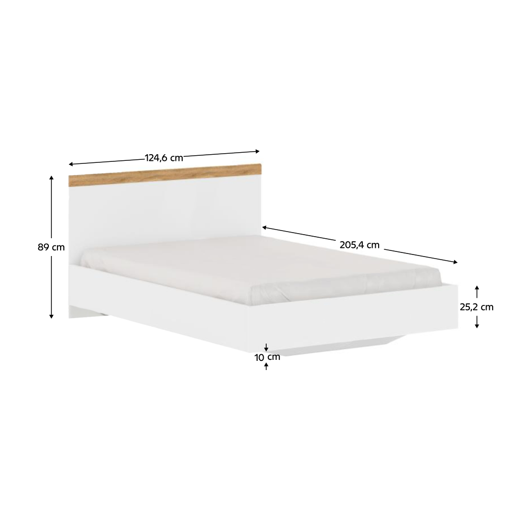 Pat, 120x200, alb / stejar Wotan, VILGO