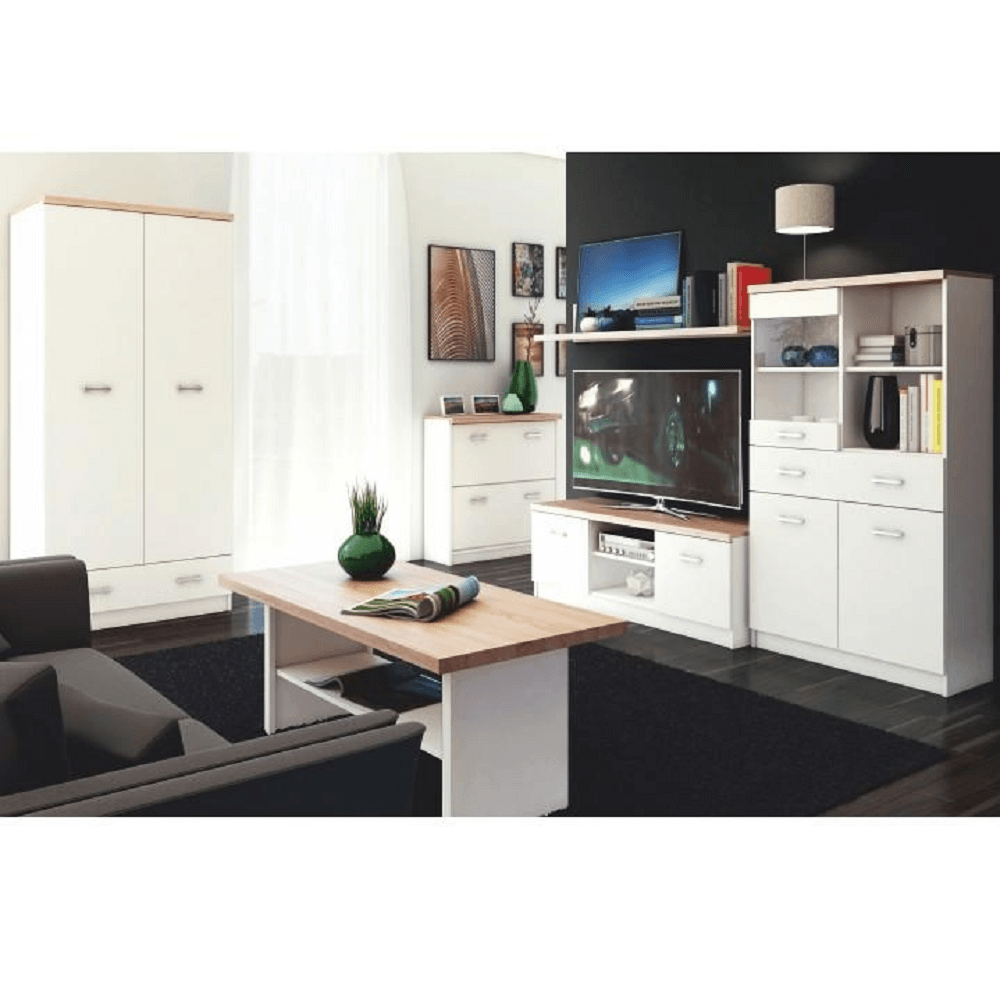 Vitrină 2D1W1S/80, alb/stejar sonoma, TOPTY TYP 02