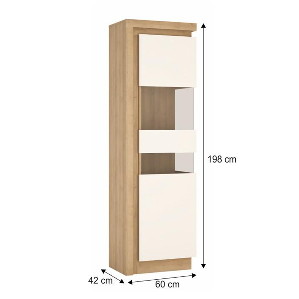 Vitrină LYOV03P, stejar riviera/alb cu luciu extra ridicat, LEONARDO