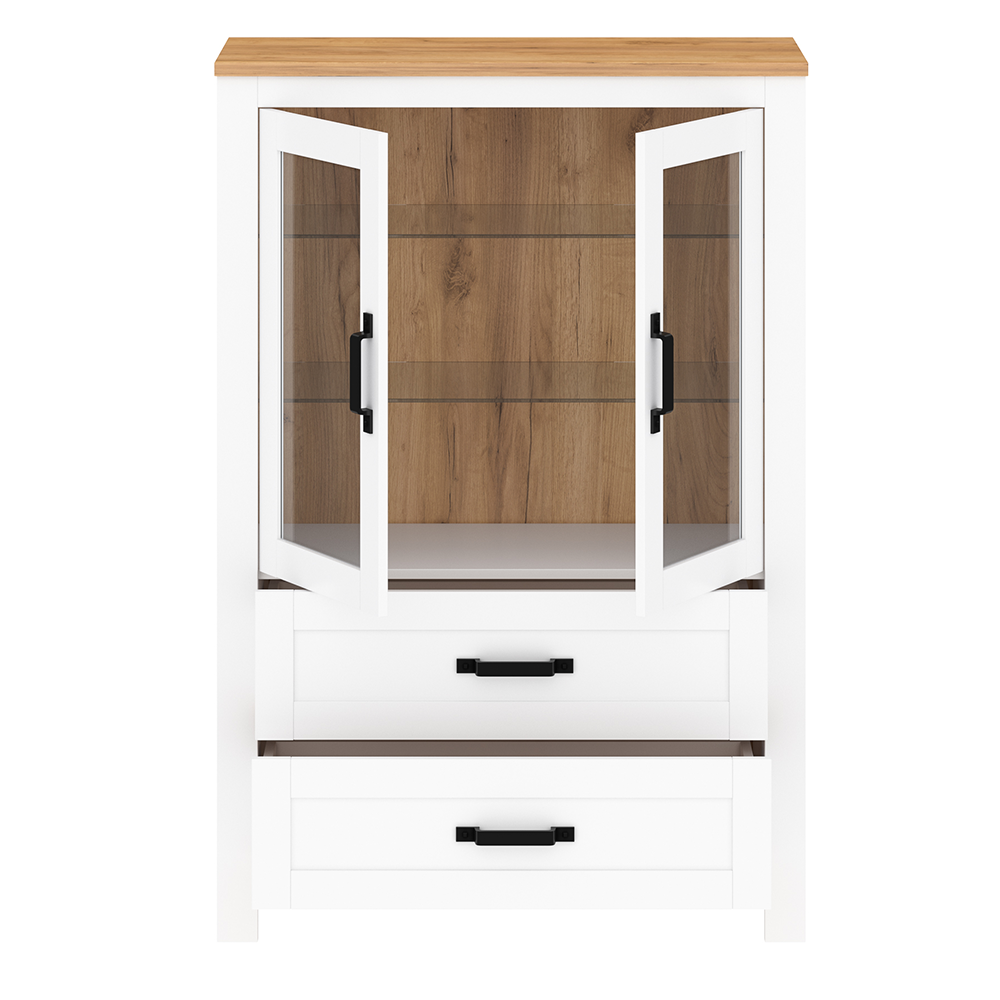 Vitrină, alb alba / stejar craft auriu, LANZETTE K