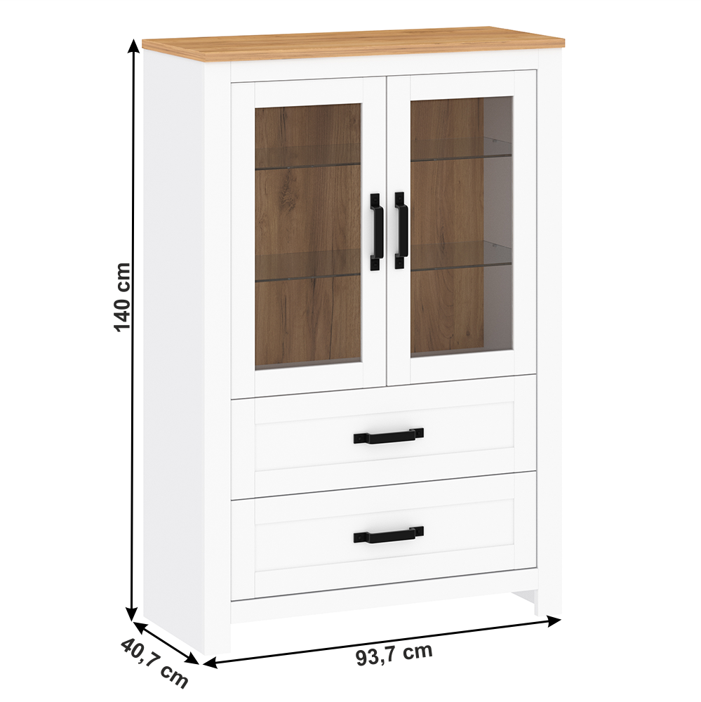 Vitrină, alb alba / stejar craft auriu, LANZETTE K