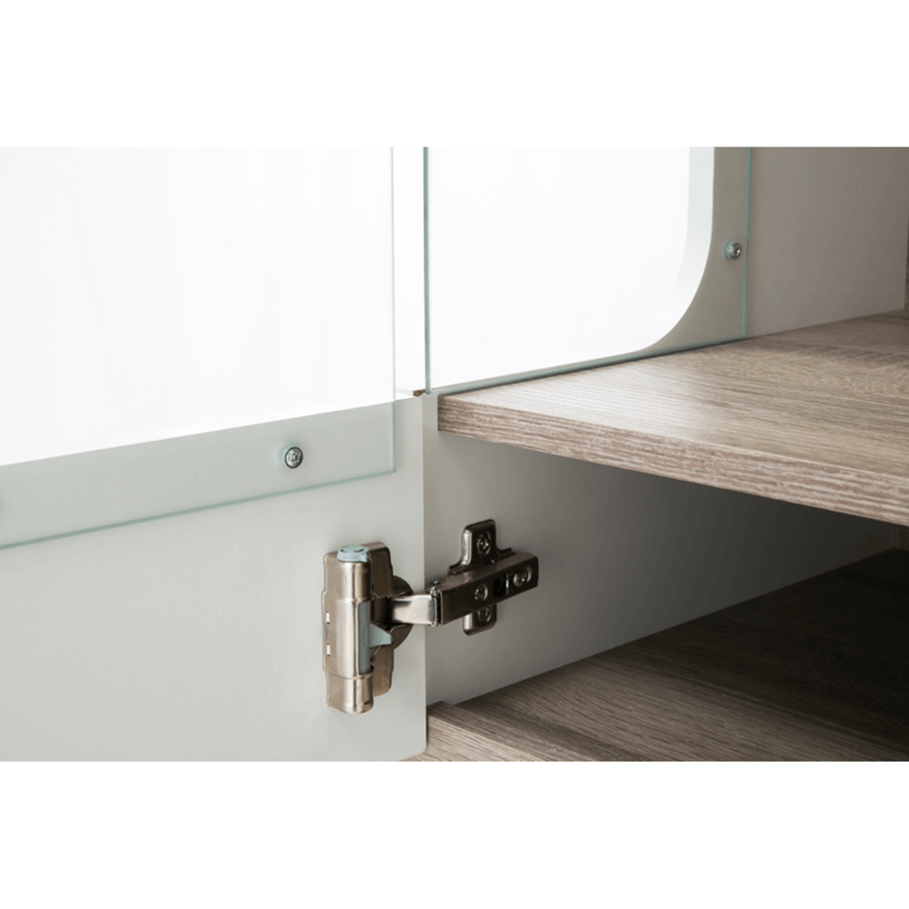 Vitrină, albă extra luciu ridicat HG/stejar sonoma închis, model dreapta, LYNATET TYP 01