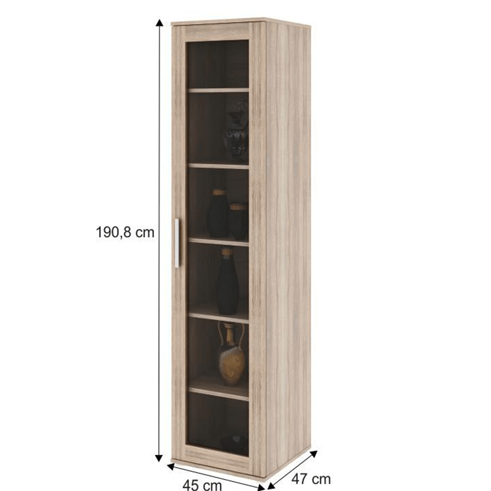 Vitrină cu rafturi, pal melaminat, stejar sonoma, DUNAJ Tip4