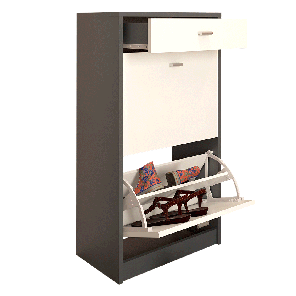 Pantofar 2 compartimente cu sertar, alb/grafit, VIVAT NEW TYP 1