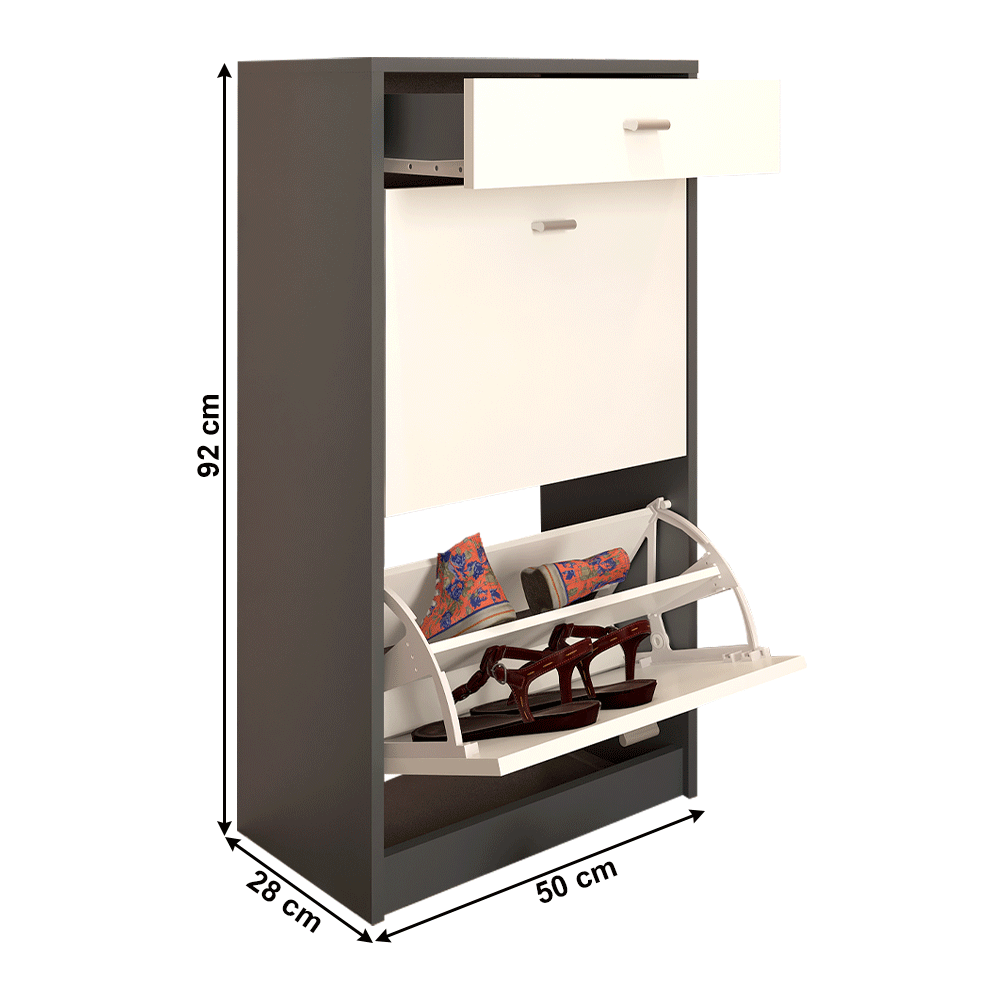 Pantofar 2 compartimente cu sertar, alb/grafit, VIVAT NEW TYP 1