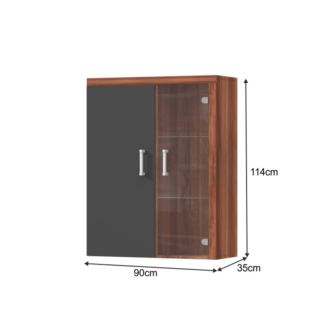 Vitrină suspendabilă CHERIS 4, prun/grafit gri