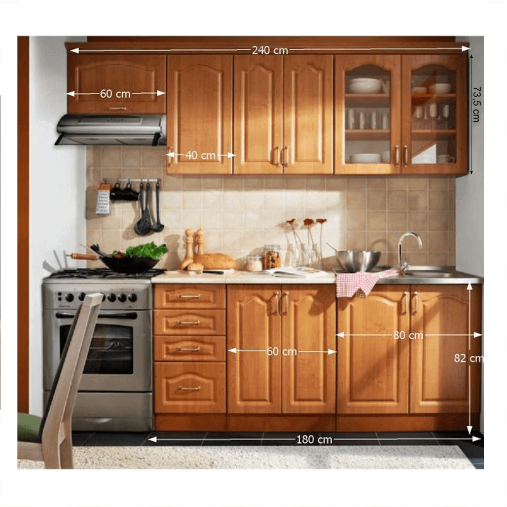 Ansamblu de bucătărie, arin, LORA MDF NEW KLASIK