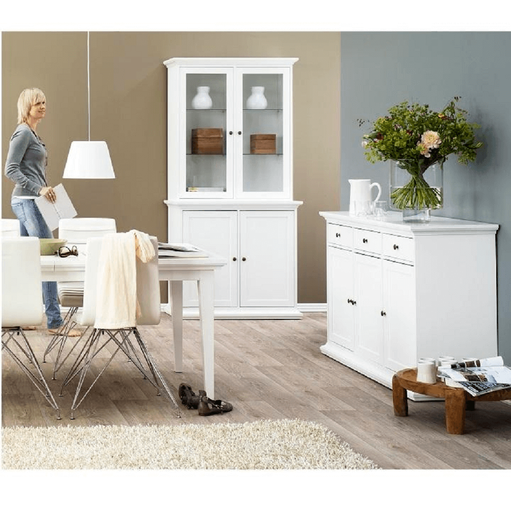 Comodă, PAL înfoliat/MDF lăcuit, alb, PARIS 77824