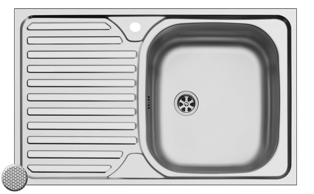 Set chiuveta inox CORE 1B1D DR LN si baterie SERENO crom