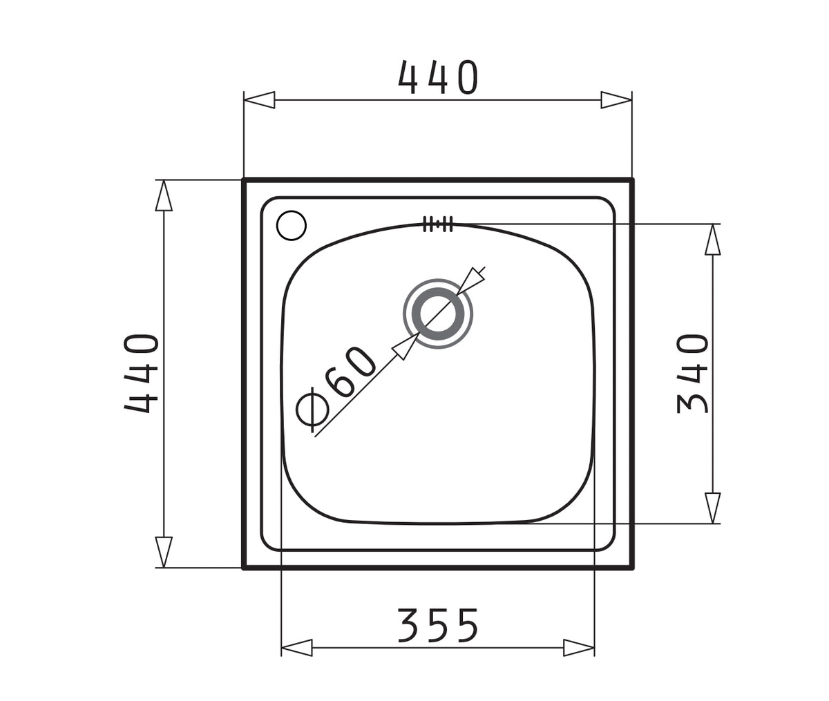 Set chiuveta inox INSET 1B 44x44 LN si baterie SERENO crom